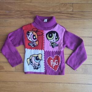 Vintage Kids Powerpuff Girls Sweater - Pink and Red Size 7/8